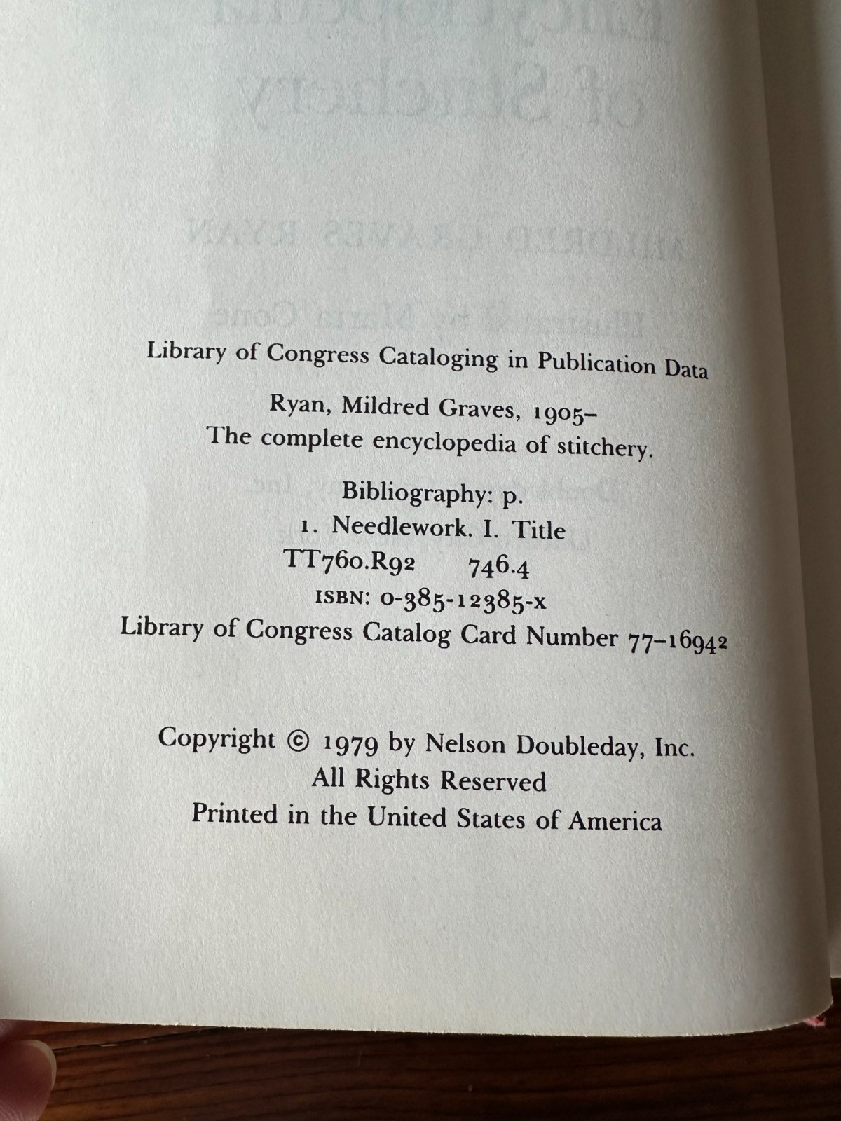 The Complete Encyclopedia of Stitchery by Mildred Graves Ryan – copyright 1979