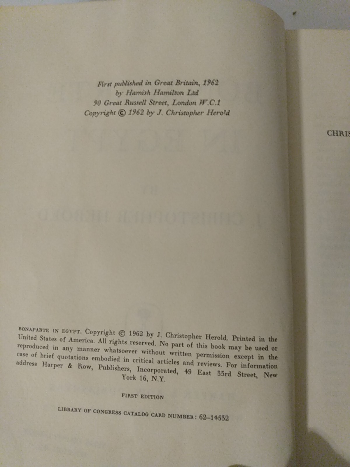 Bonaparte in Egypt Book by J. Christopher Herold 1962 1st Ed military history