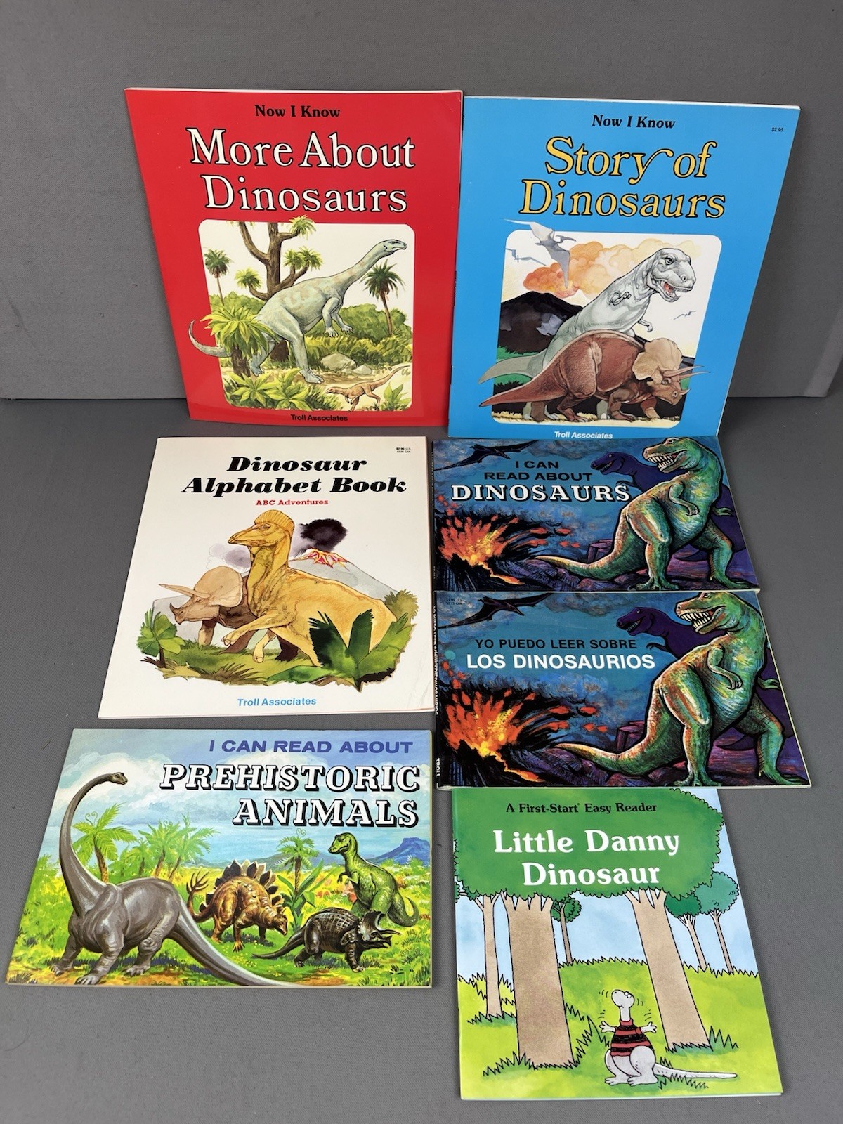 Lot of 7 Vintage Troll Associates Dinosaur Books Dinos Prehistoric Animals