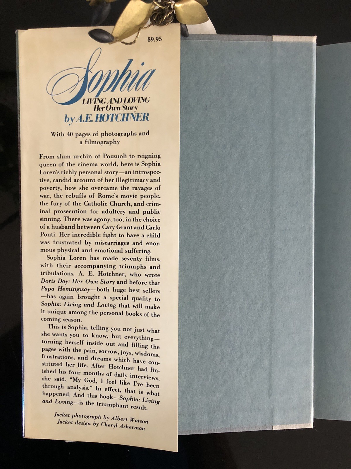 Sophia Living And Loving Her Own Story By A E Hotchner Morrow 1979 F. Ed/6Pr. HC