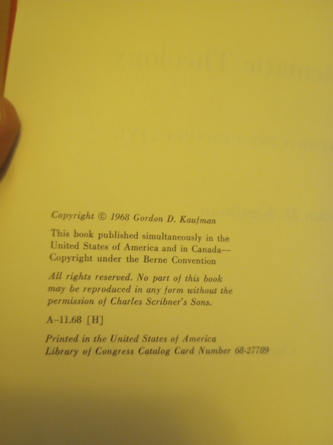 Systematic Theology by Gordon D. Kaufman 1968