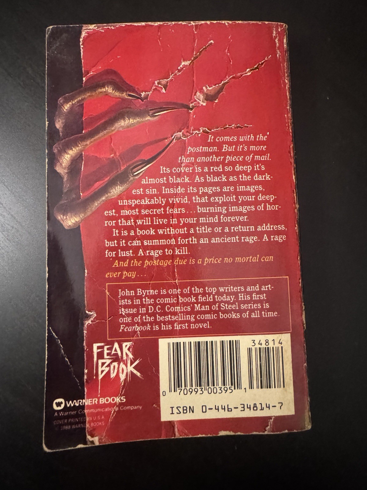 Fear Book by John L. Byrne. First Warner Books Printing (1988, Mass Market)