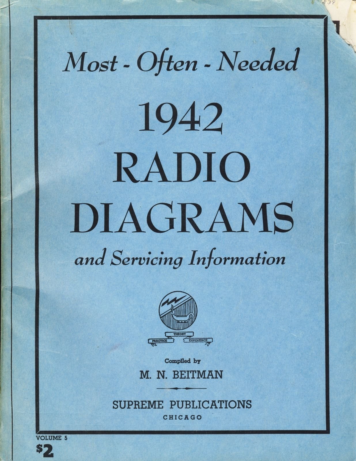 1942 Most Often Needed Radio Diagrams Repair Manual RCA Motorola Philco Zenith