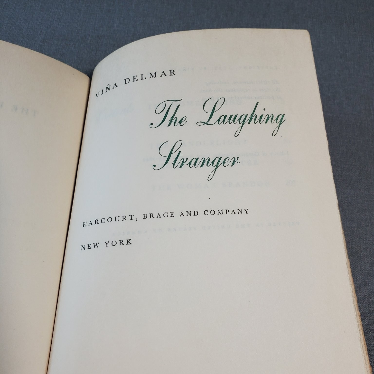The Laughing Stranger Viña Delmar 1953 Harcourt, Brace & Company