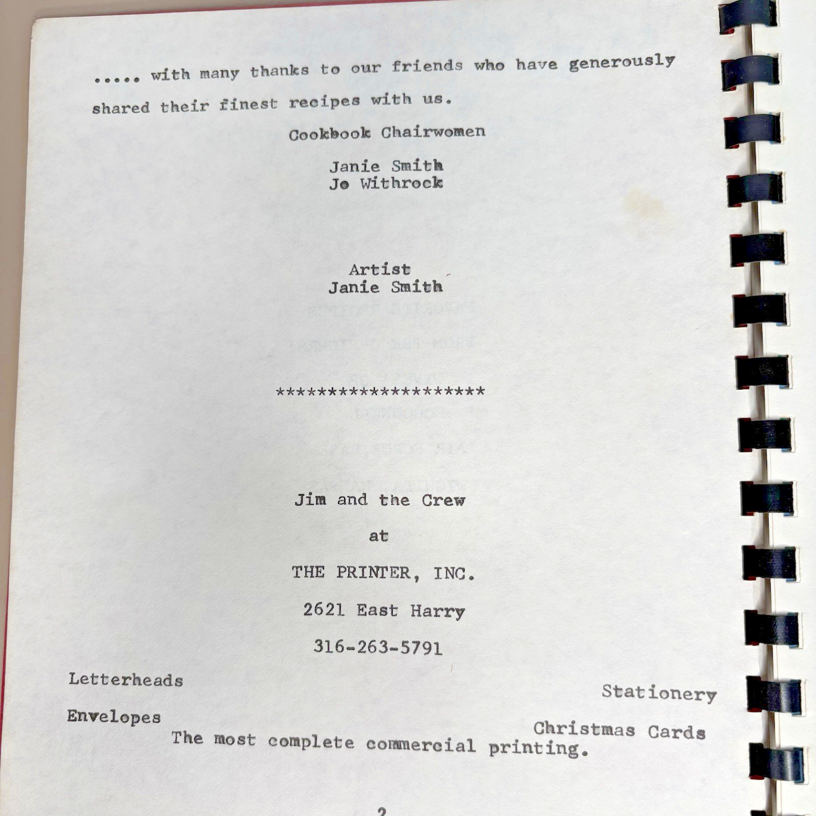McConnell AFB, Kansas, Officers Wives Club Cookbook. 1980’s 136 Pages.
