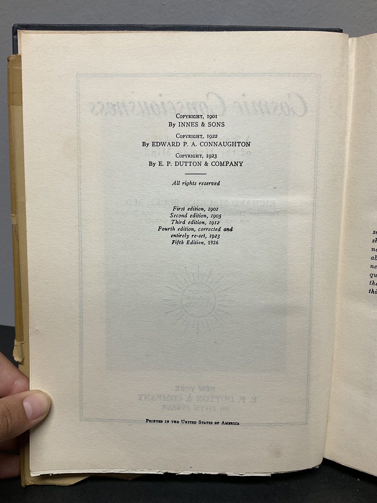 Cosmic Consciousness Richard Maurice Bucke 1926 Fifth Edition Psychology