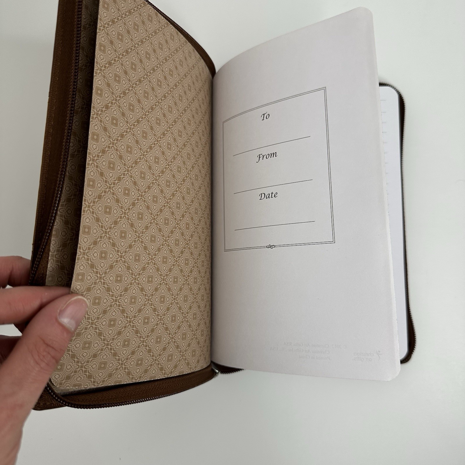 Strong & Courageous Journal Brown Vegan Leather Zip Lined Christian Art Gifts