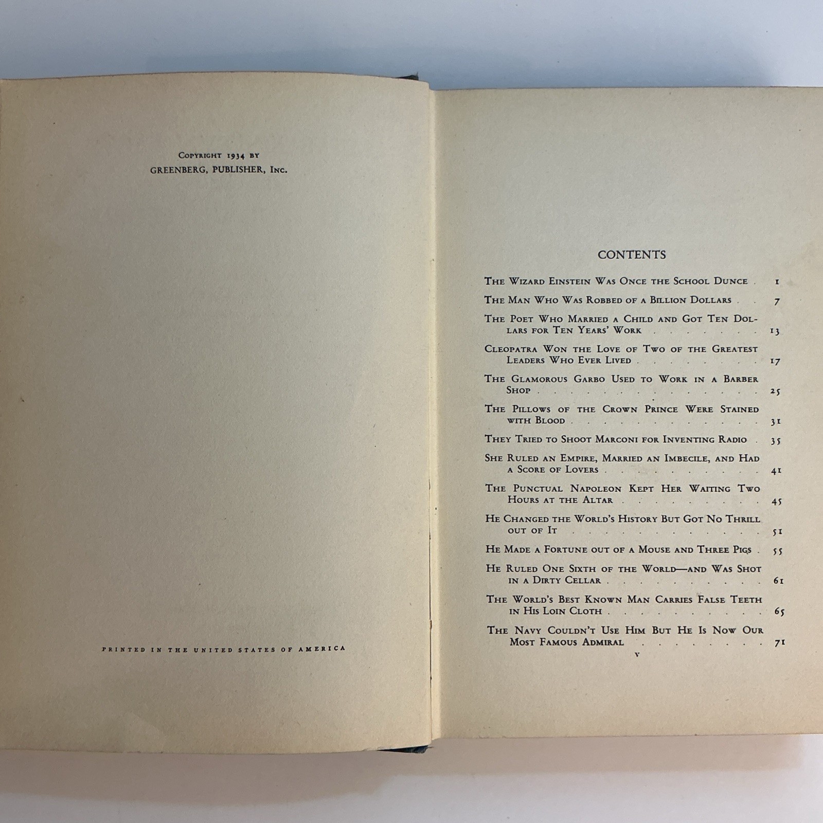 LITTLE KNOWN FACTS ABOUT WELL KNOWN PEOPLE by Dale Carnegie – Vtg. 1934 1st-ED.