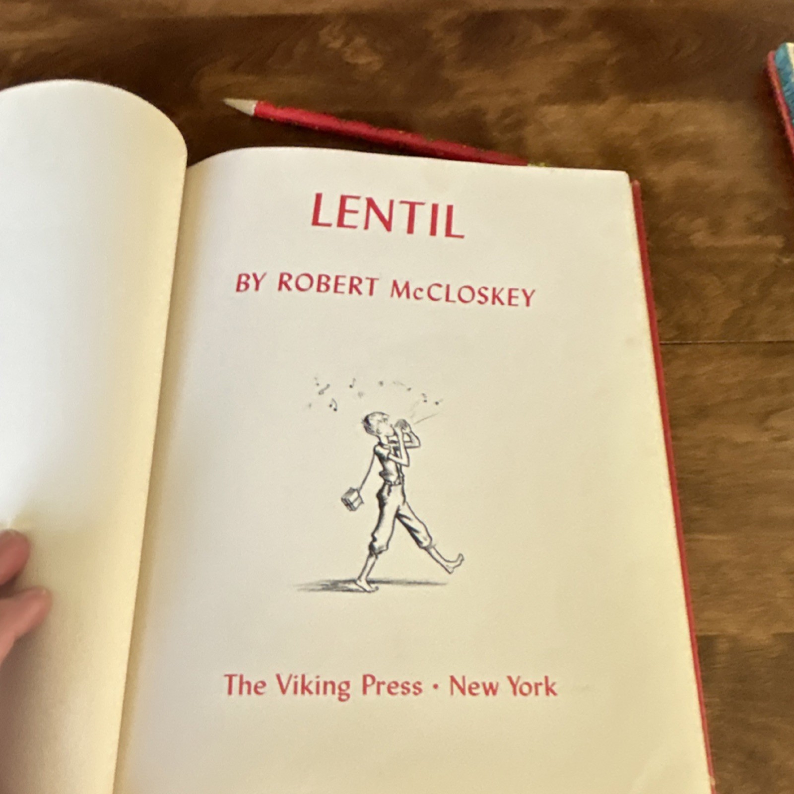 Lentil by Robert McCloskey Hardcover Illustrated Picture Book Viking Press 11th