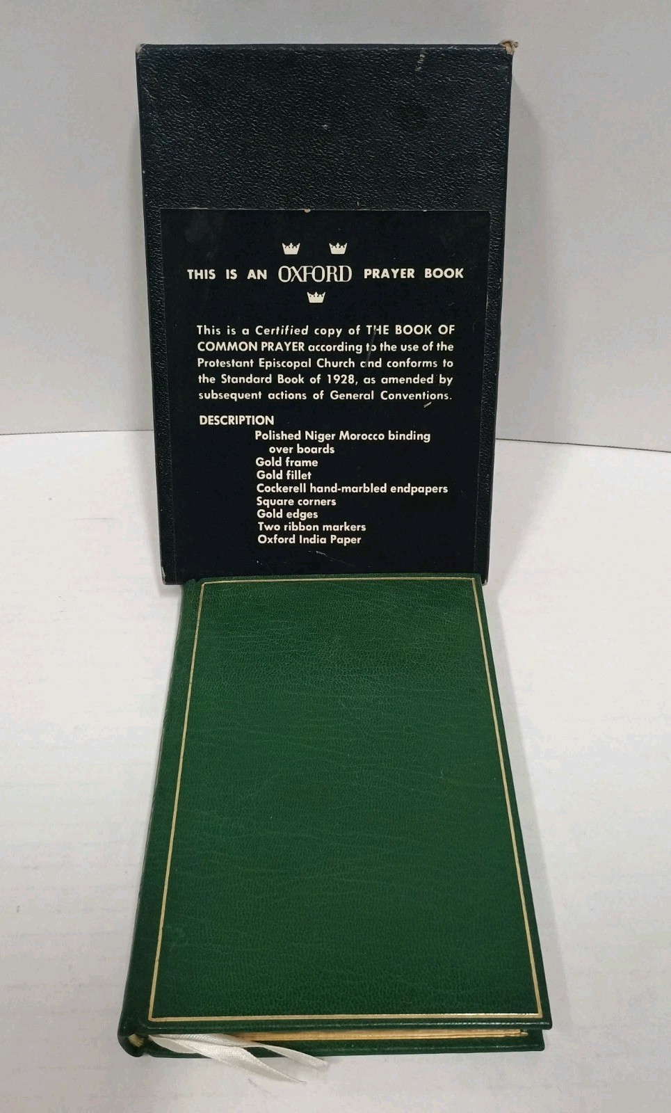 RARE 1952 Oxford 1928 Book of Common Prayer GREEN Niger Morocco Boards 07350x