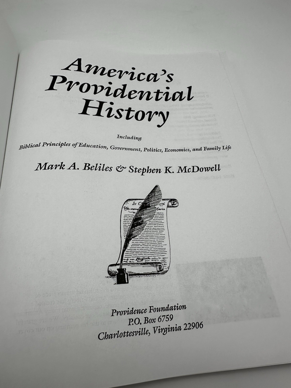 America’s Providential History Paperwork 1991 294 Pages (T9)