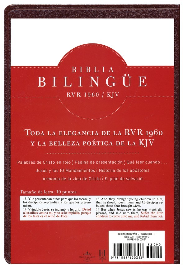 Bilingual Spanish English Bible Biblia Bilingue Rvr 1960/KJV Espanol Ingles Negr