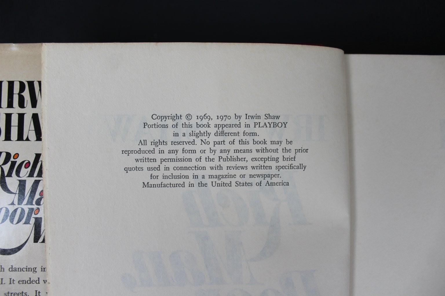 Rich Man, Poor Man Irwin Shaw 1970 BCE HCDJ Novel Delacorte Press