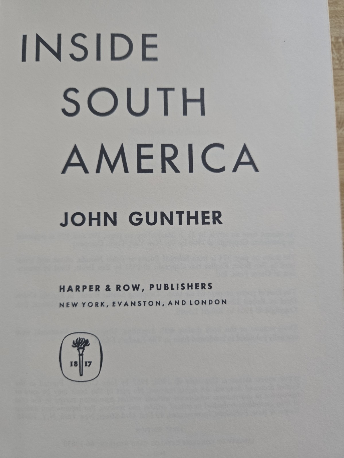 Inside South America John Gunther 1st Edition Hardcover Book