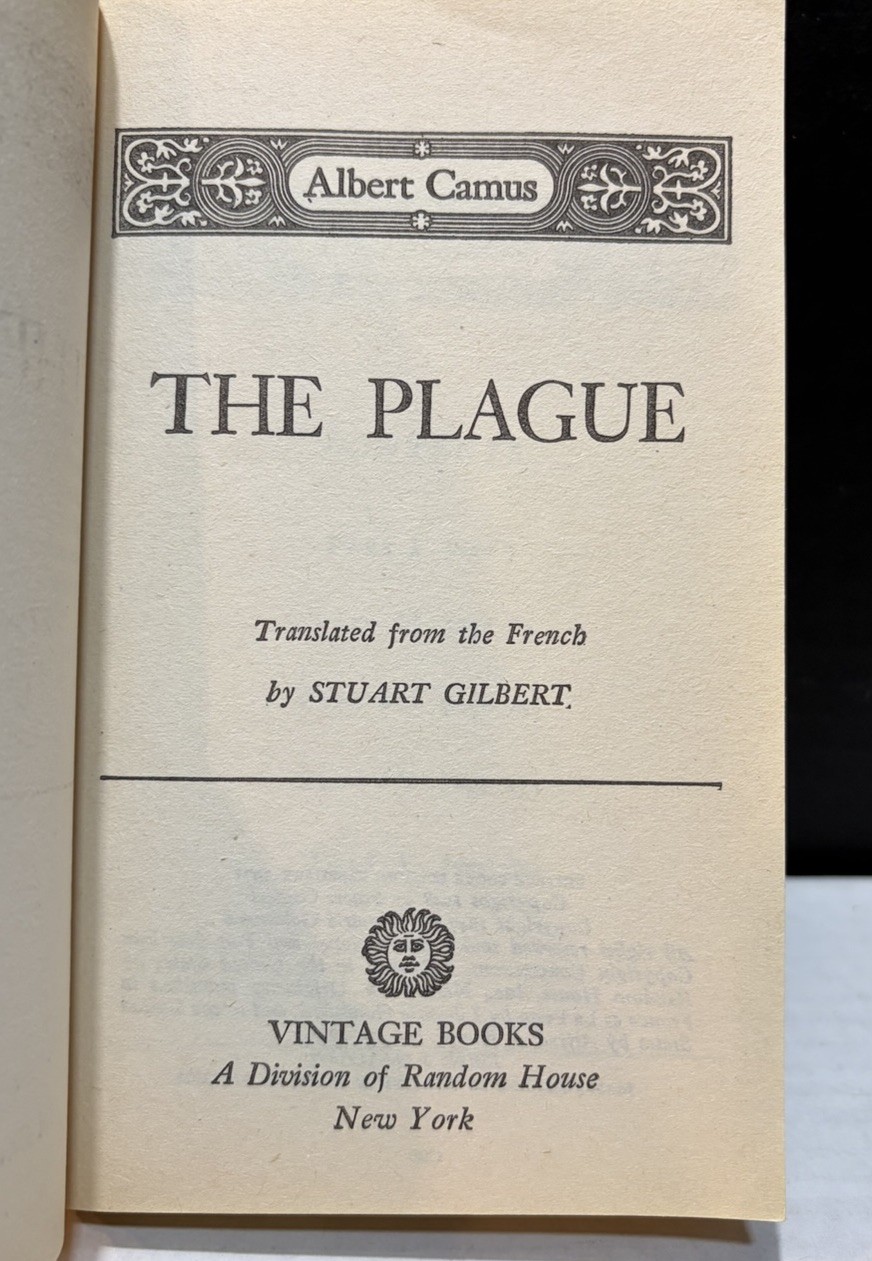 1972 1st Printing Vintage Books PB “THE PLAGUE” by Albert Camus
