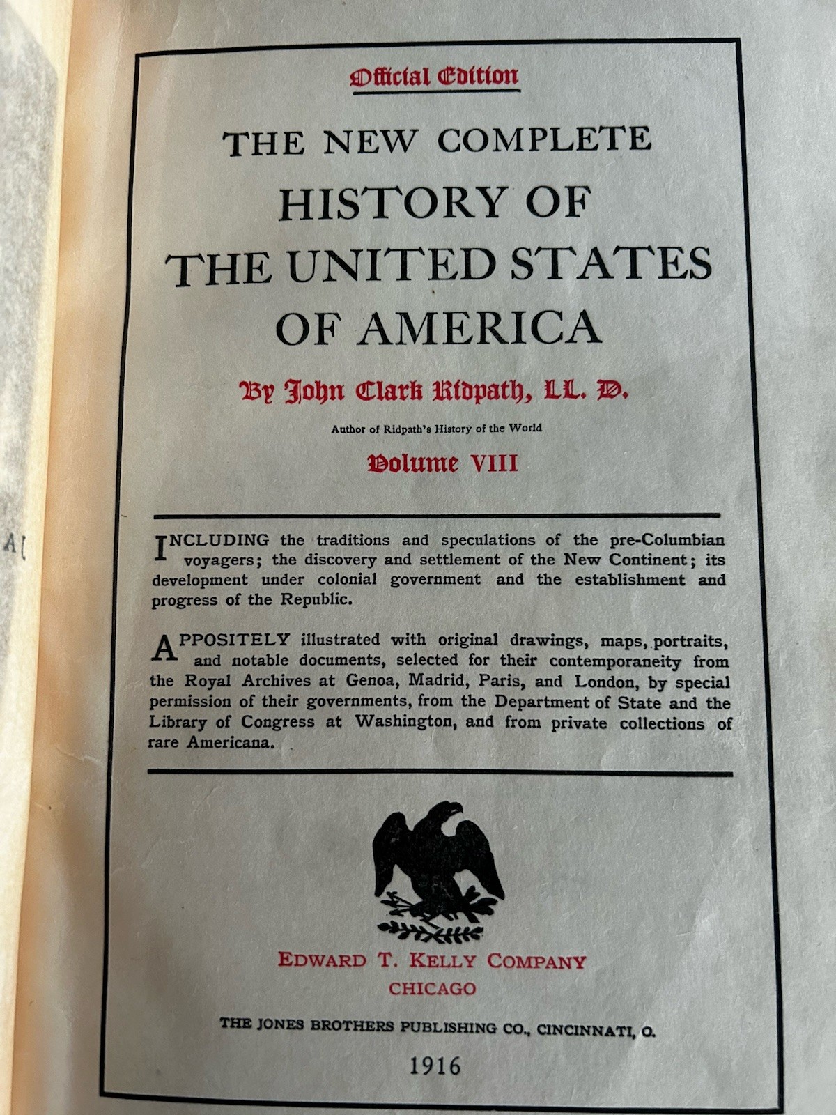 The New Complete History of the United States of America,John Clark Ridpath 1916
