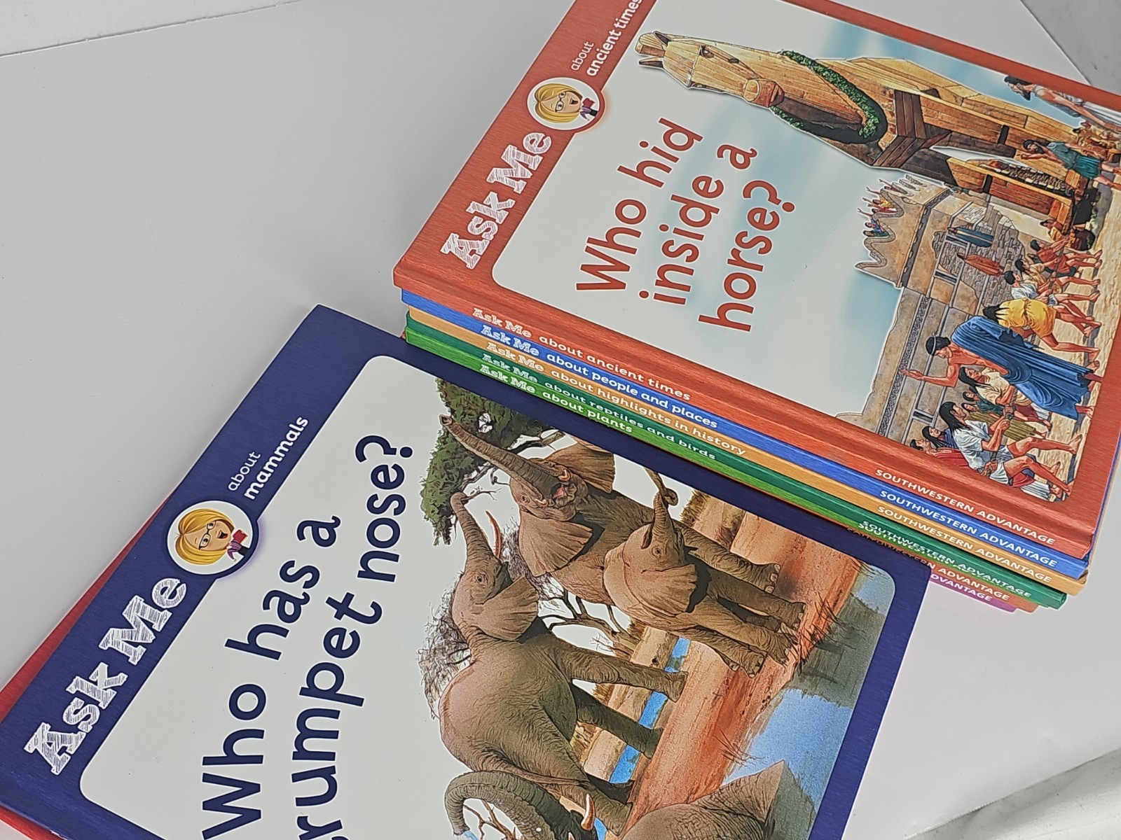 9 Ask Me About.. Hardcover Book Lot Southwestern Advantage Sticker Time Mammals
