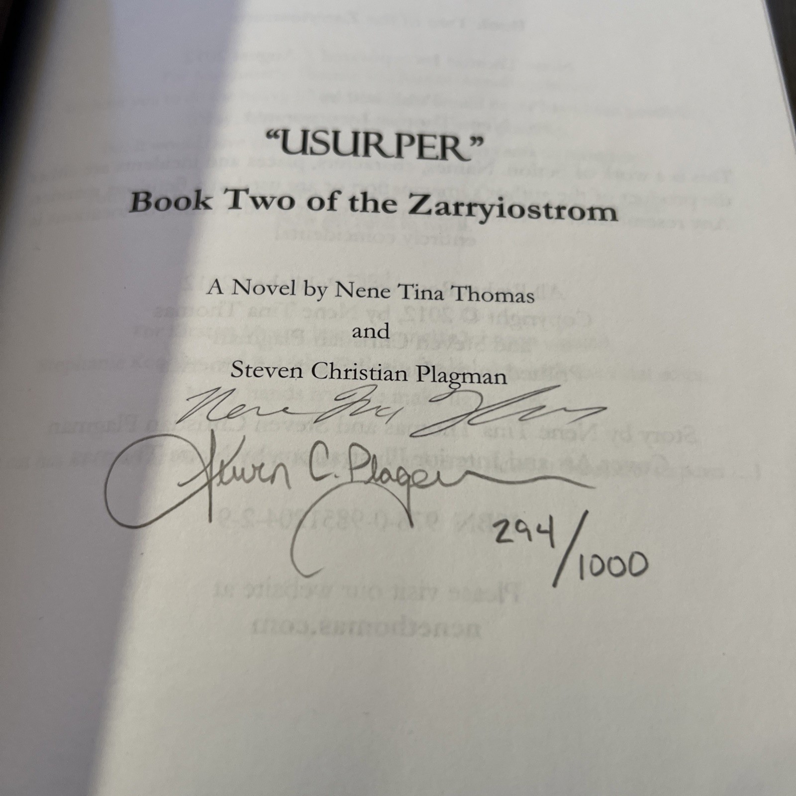 Usurper SIGNED x2 by Nene Tina Thomas / Steven Plagman – 1st #294/1000 NEW HC