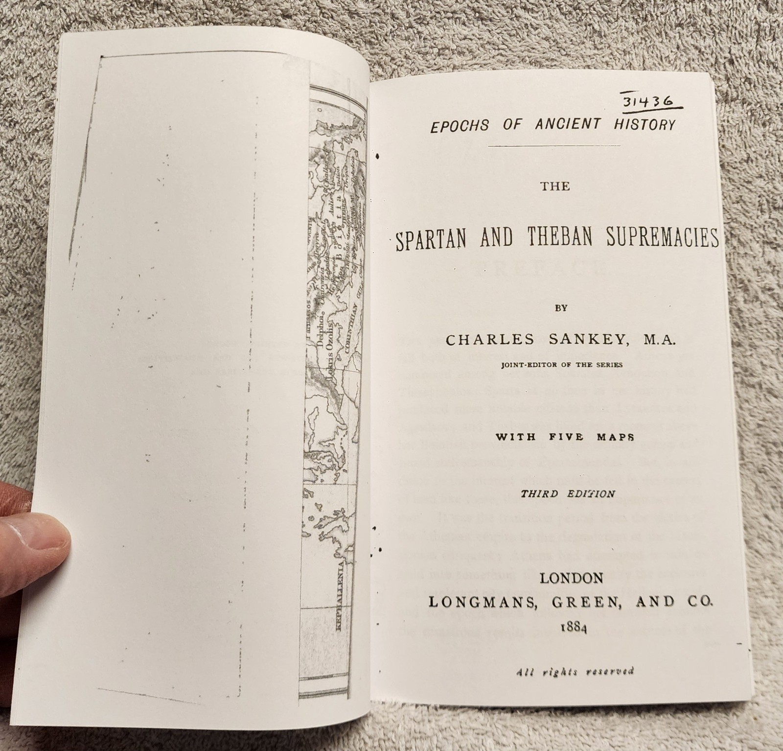 Spartan and Theban Supremacies Charles Sankey Epochs of Ancient History Greek