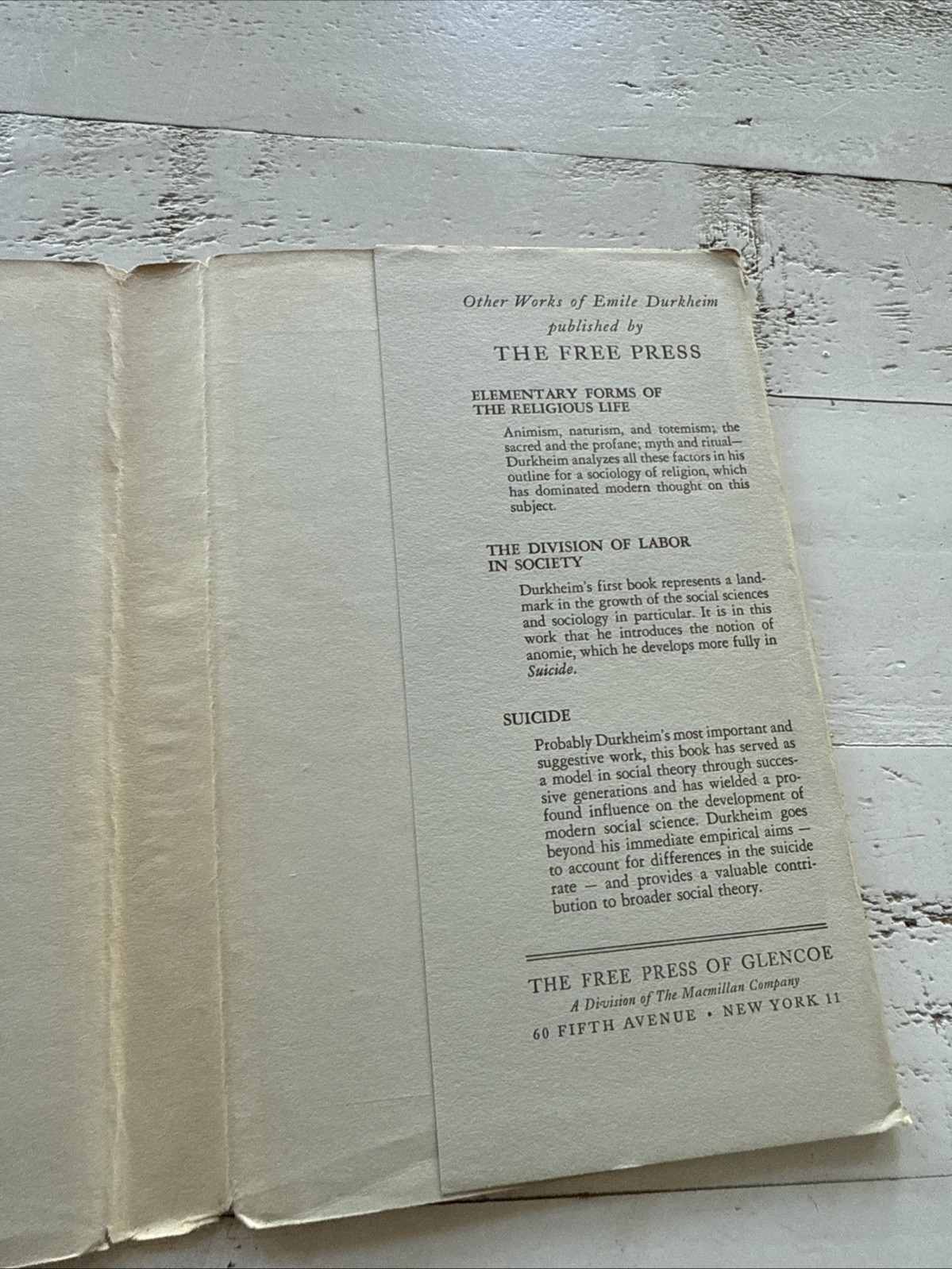 The Rules of Sociological Method by Emile Durkheim 1962 HC Free Press Edition