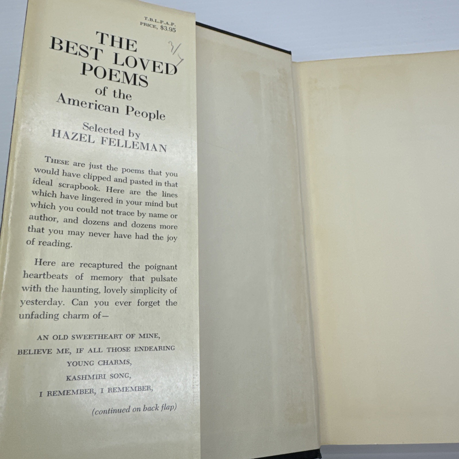 The Best Loved Poems of the American People Selected by Hazel Felleman c1936 HC