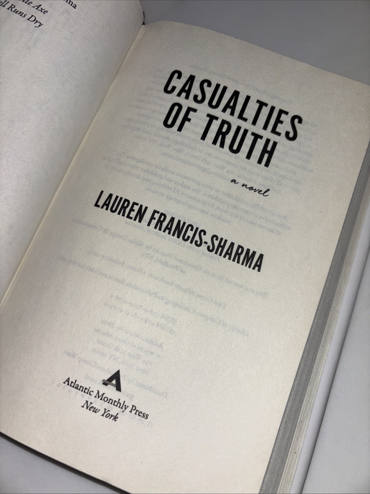 Casualties of Truth – HC/DJ, by Francis-Sharma Lauren – Very Good-2025-1st Ed