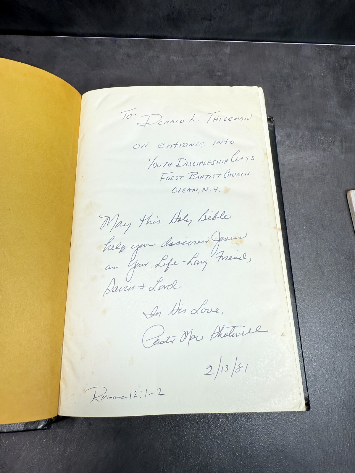 Good News Bible – Today’s English Version (1978 Edition) with 1981 Inscription