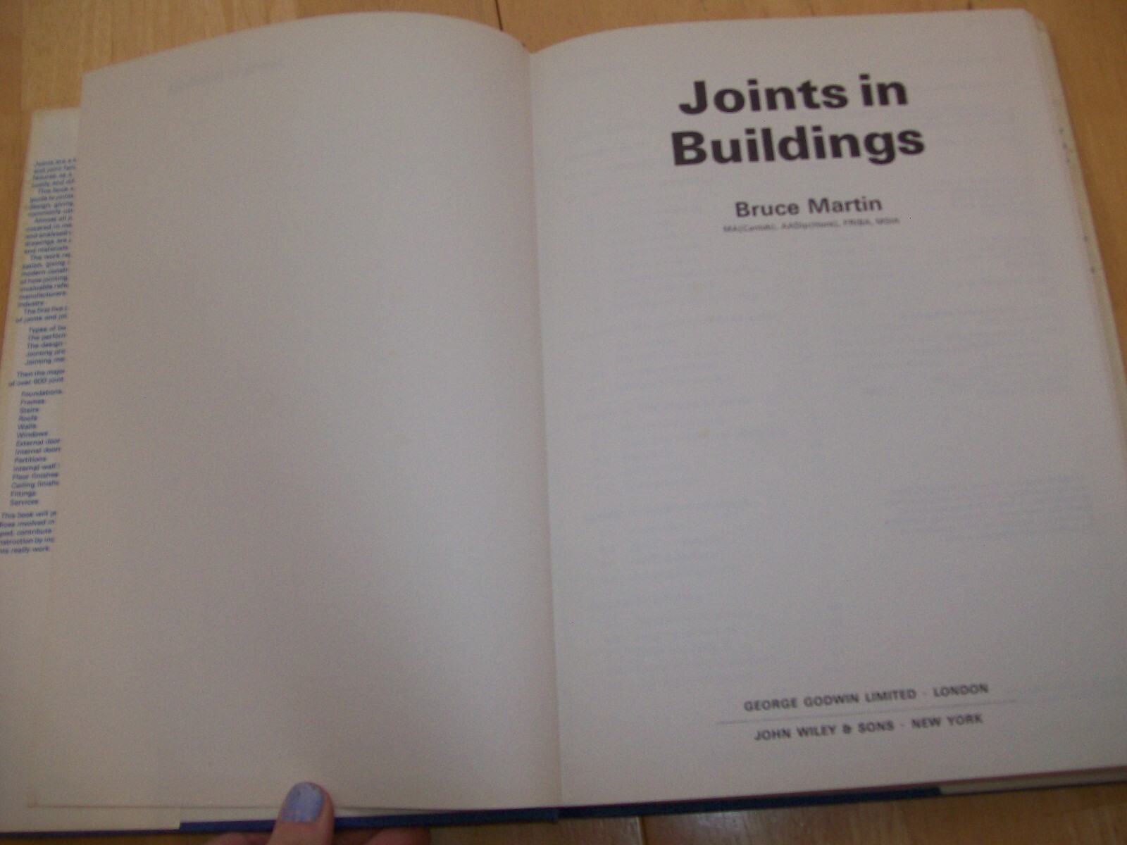 Vintage Joints in Buildings by Bruce Martin Hardcover Jointing How to Guide Book