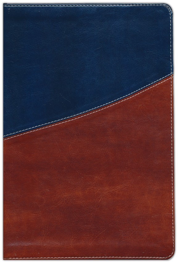 NKJV Reference Bible -Giant Print 13pt *INDEXED* Navy/Brown Imit Leather NEW!