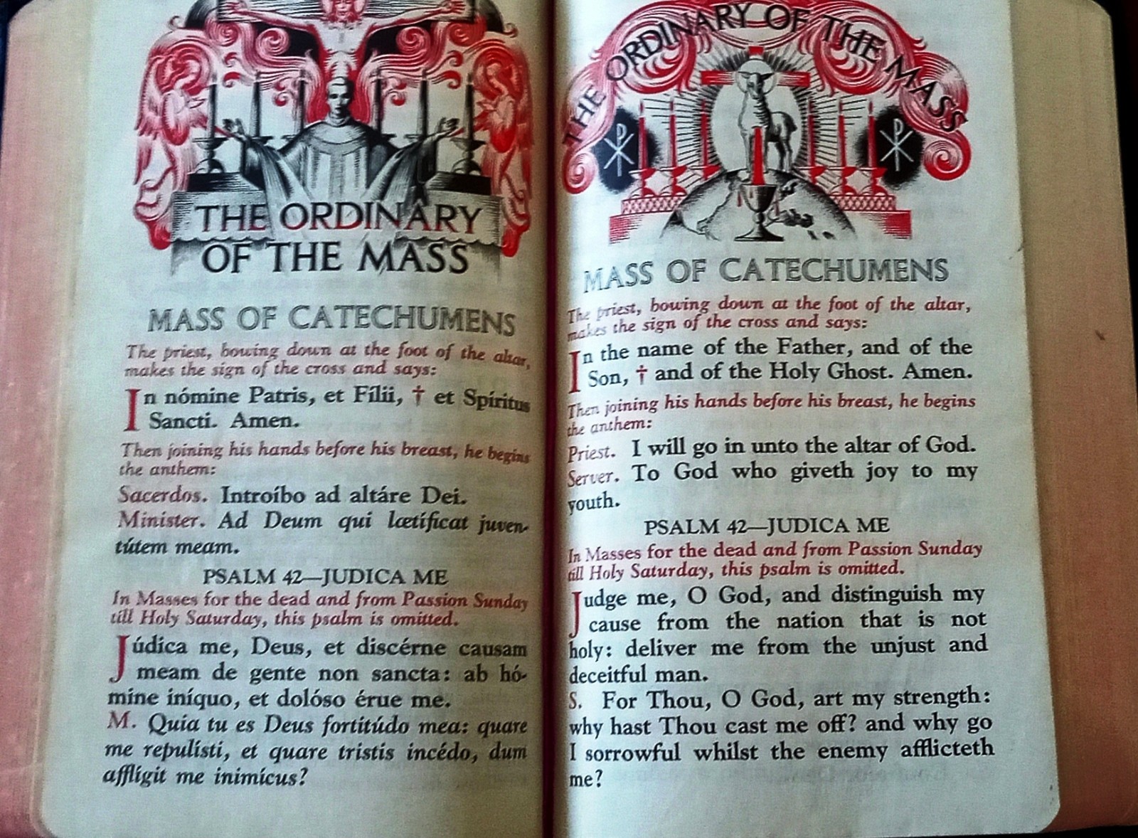 ANTIQUE CATHOLIC LATIN ENGLISH MISSAL; FINE BINDING; TLM BRIGHT GILT; CA.. 1962