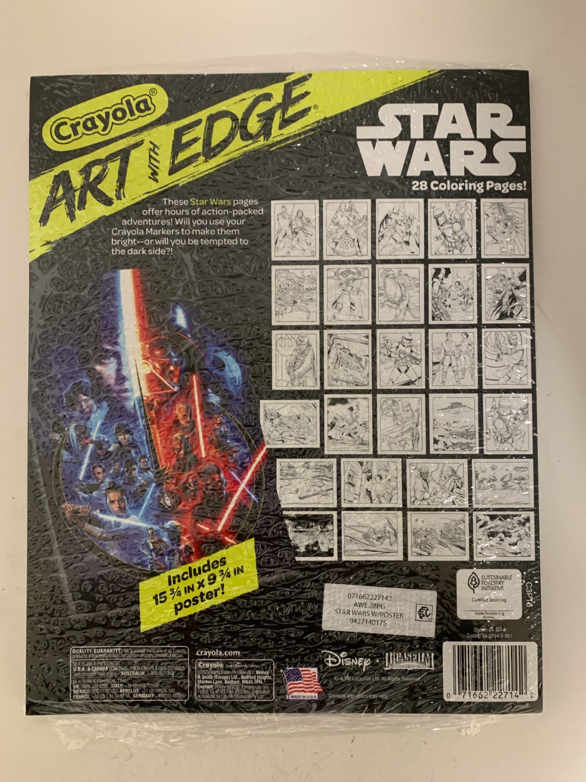 Star Wars – Crayola Art With Edge – Coloring Book 28 Pages + Poster – Sealed