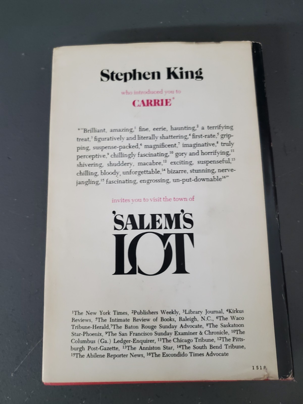 Salem’s Lot by Stephen King 1975 Hardcover – Vintage GOOD