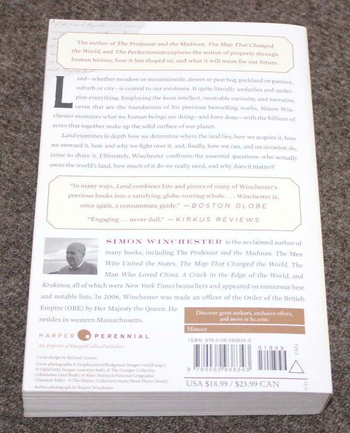 Land: How the Hunger for Ownership Shaped the Modern World Simon Winchester NEW