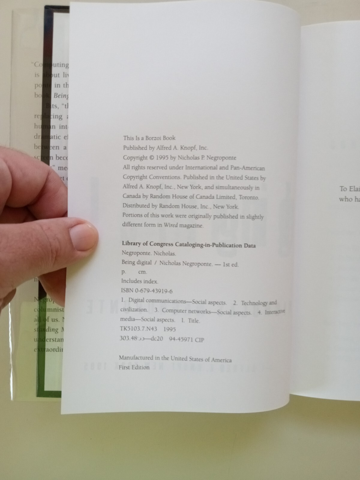 Being Digital by Nicholas Negroponte (1995, Hardcover)