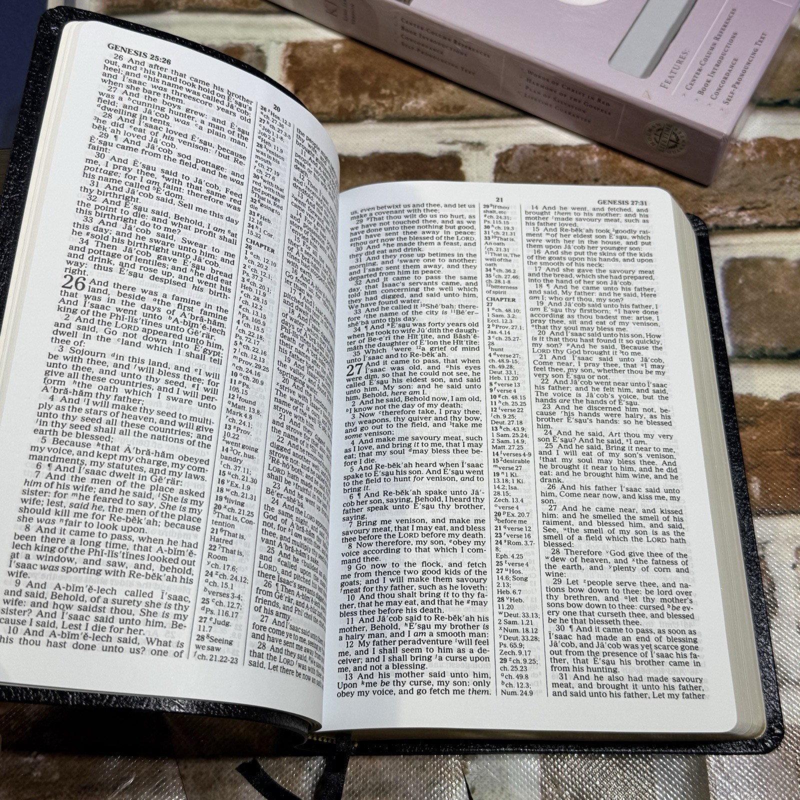 KJV Personal Reference Bible Black Genuine Leather Concordance Red Letter