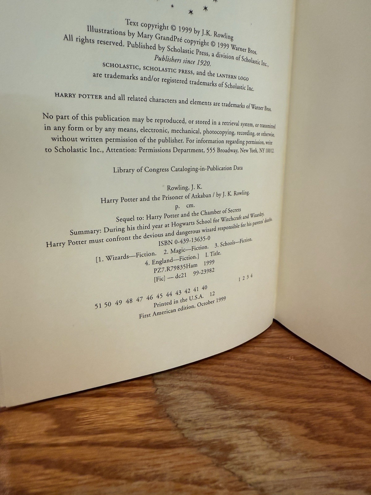 J.K. ROWLING Harry Potter and the Prisoner of Azkaban 1st American Edition 1999
