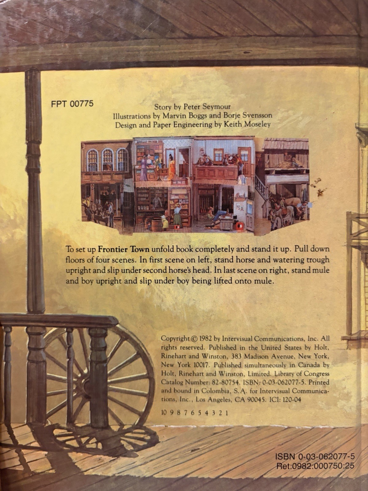 Frontier Town Panorama Pop-Up Book Vintage 1982 Peter Seymour Western Book