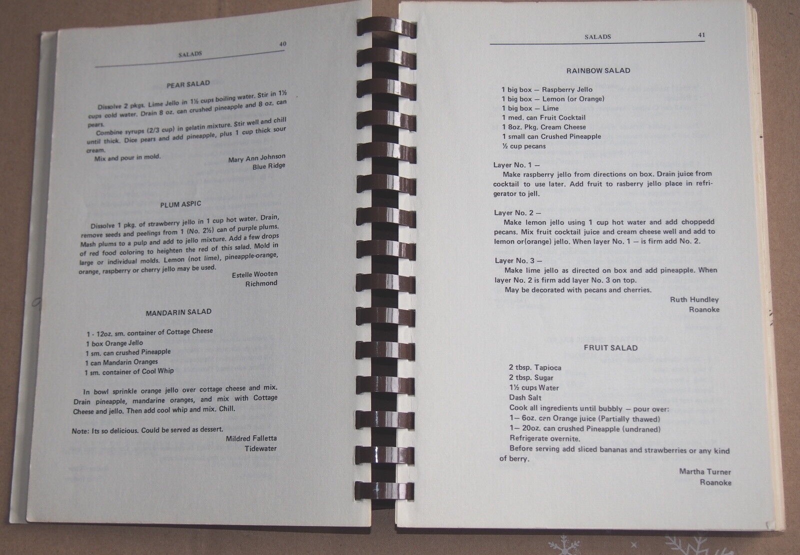 Virginia Telephone Pioneers of America Old Dominion Chapter Cookbook 312 pages