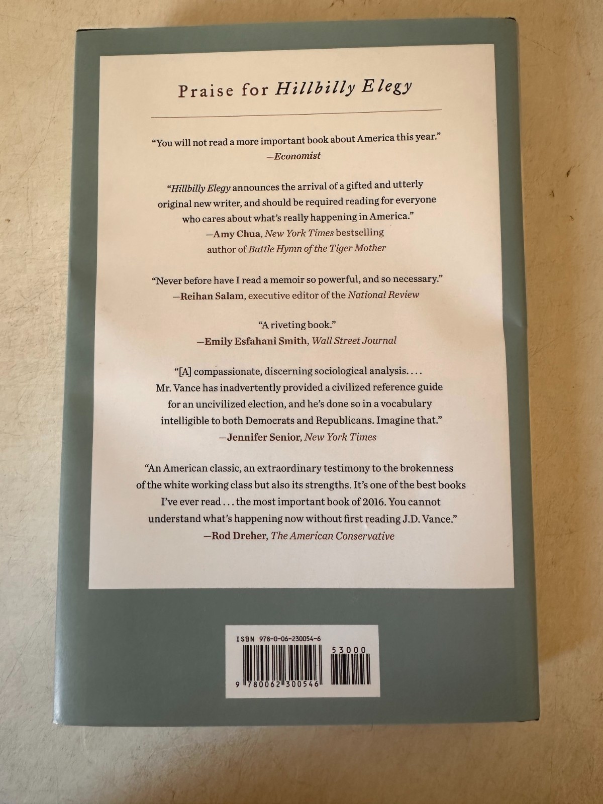 Hillbilly Elegy : A Memoir of a Family and Culture in Crisis by J. D. Vance 2016