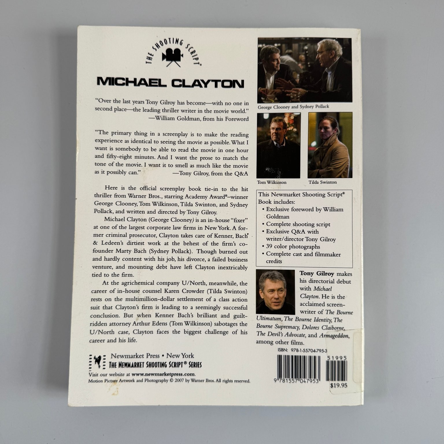 Michael Clayton Tony Gilroy 2007 First Edition Screenplay Newmarket Press