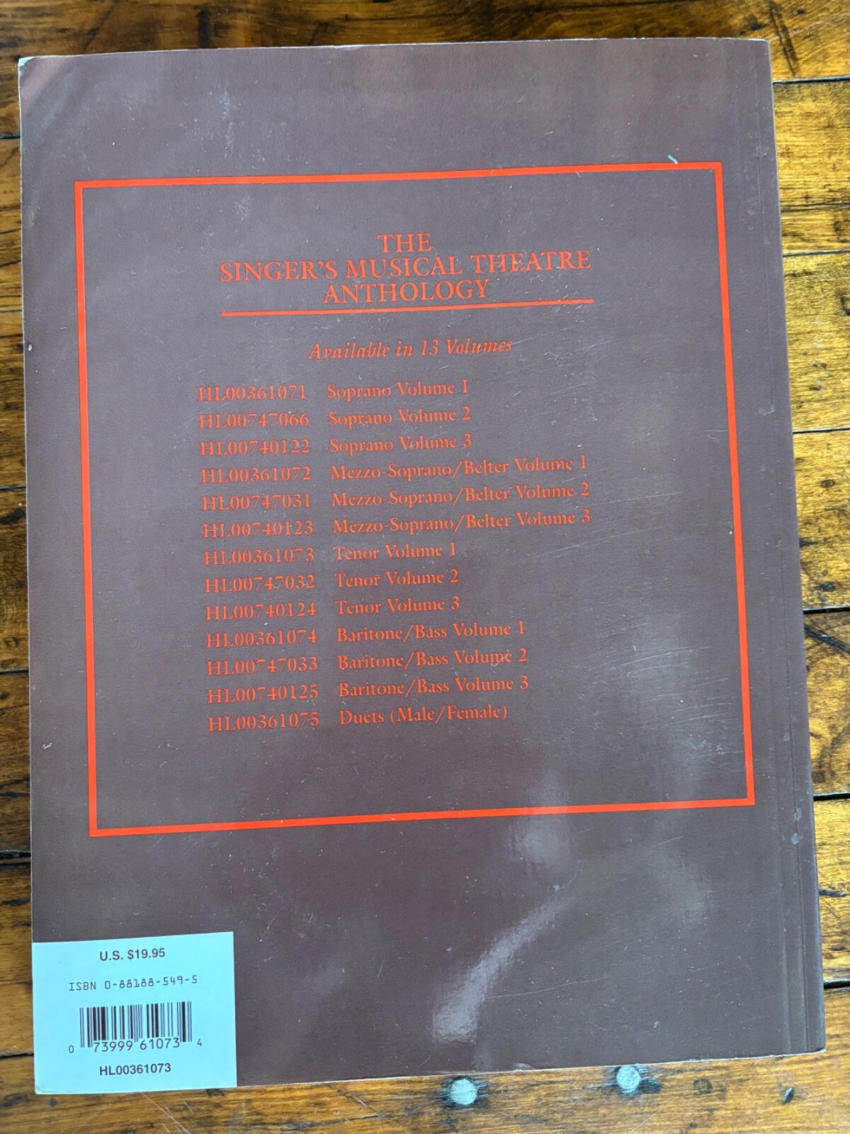 THE SINGERS MUSICAL THEATRE ANTHOLOGY BOOK VOLUME 1 REVISED EDITION
