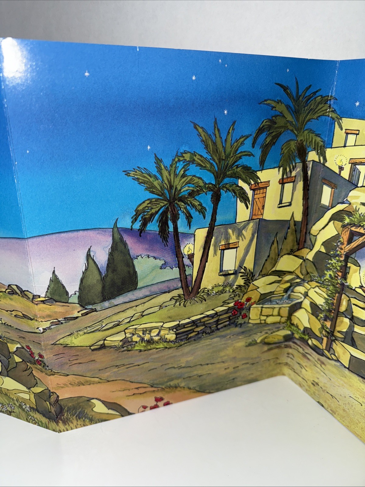 Vintage The Christmas Story Panorama Scene Warner Press 1988 Nativity Backdrop