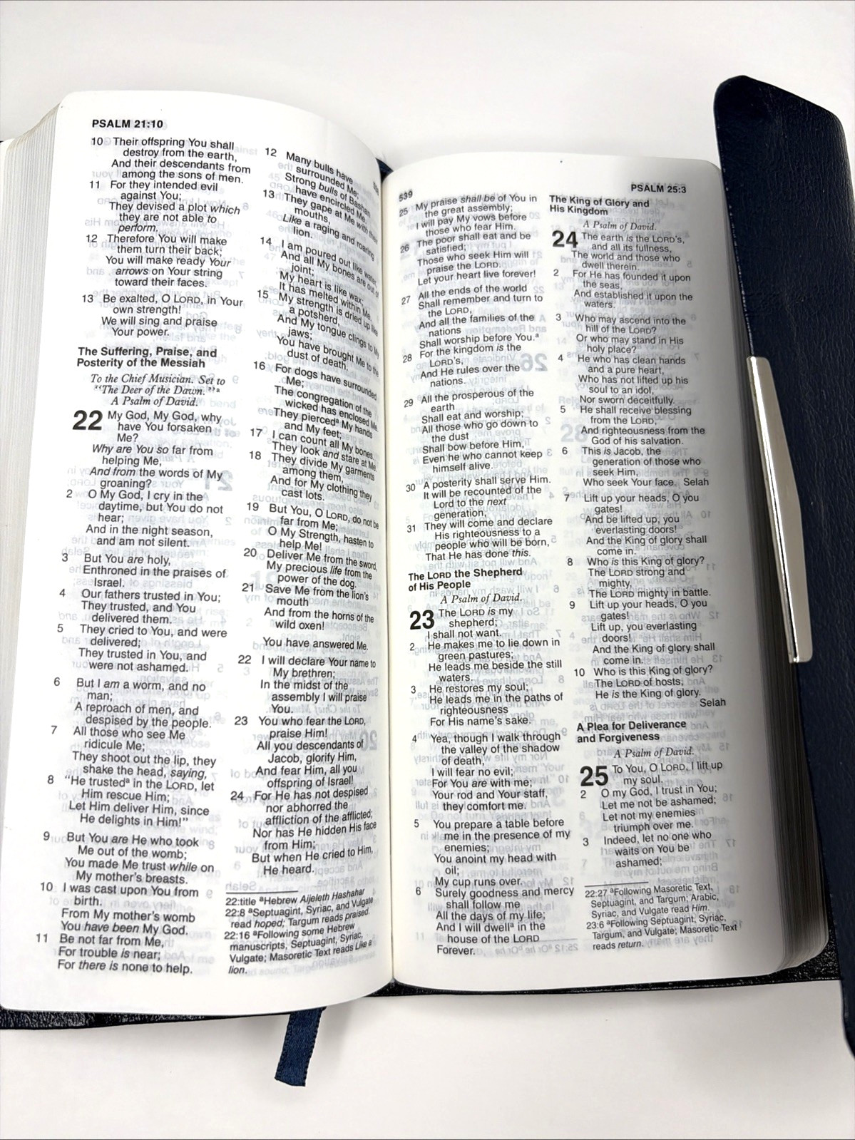 NKJV Holy Bible Nelson Publishers Bonded Leather Cover Snap 24SB Blue 1994