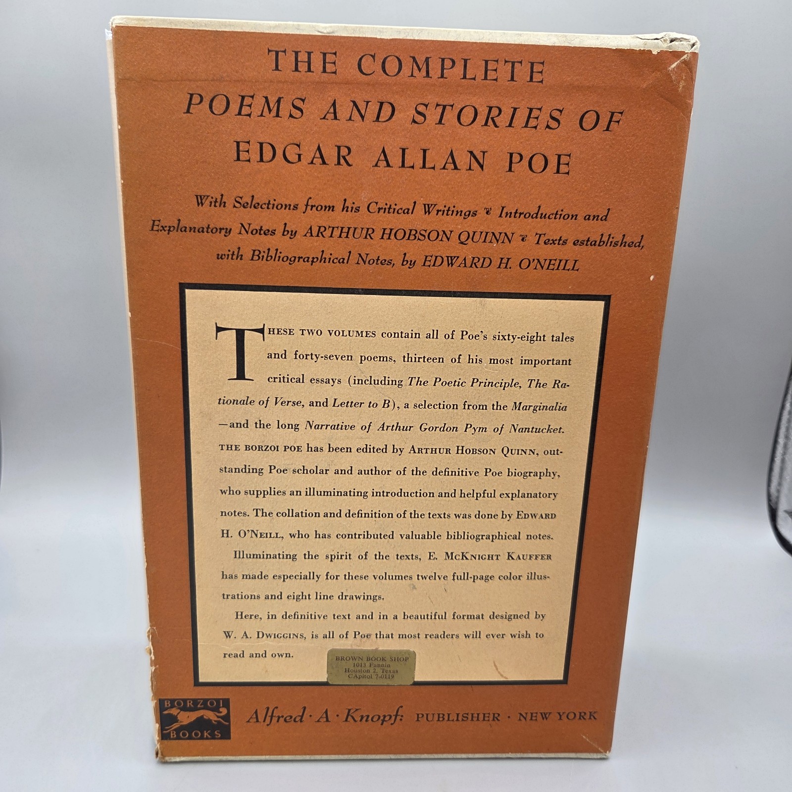 The Borzoi Poe: The Complete Poems and Stories 2‑Vol Boxed Set 4th Printing 1964