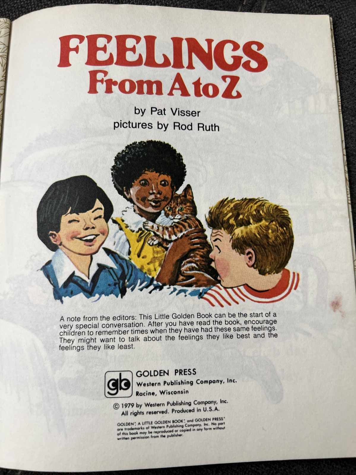 FEELINGS From A to Z by Pat Visser. A Little Golden Book. 1979 1st Edition