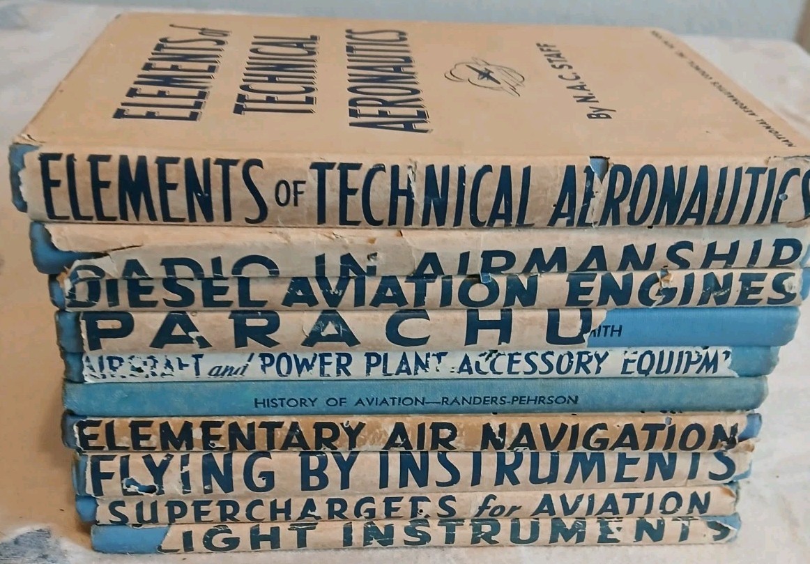 WWII National Aeronautics Council 1940s lot 10 books Diesel Aviation Engine Book