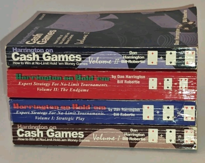 Lot of 4 Dan Harrington Books Cash Games Hold ‘Em Vol 1 & 2
