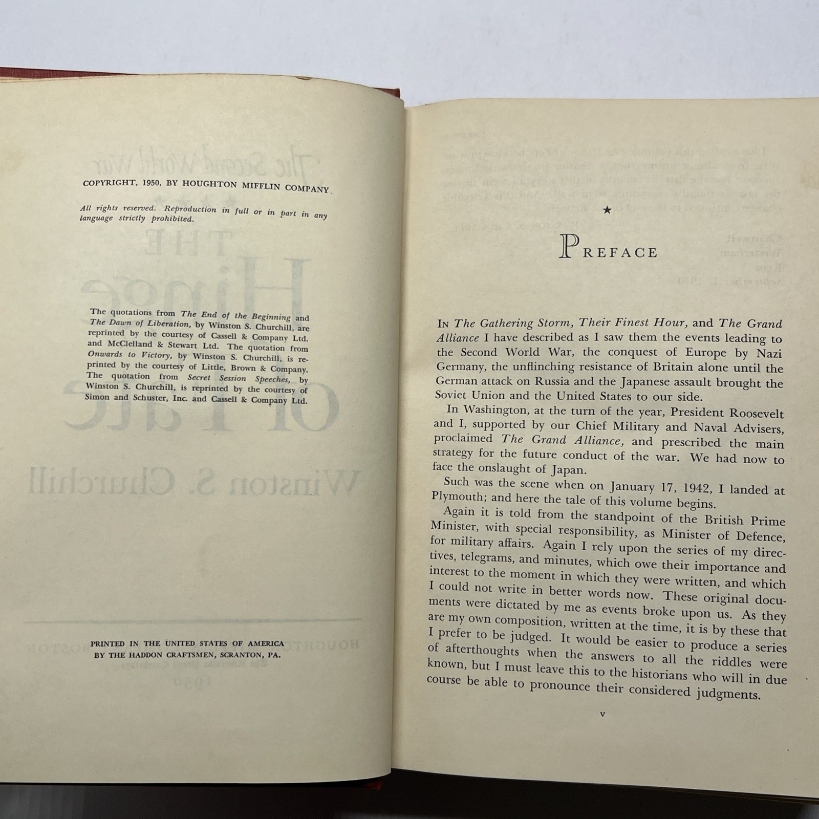 The Hinge of Fate by Winston Churchill (1950, HC, Houghton Mifflin)