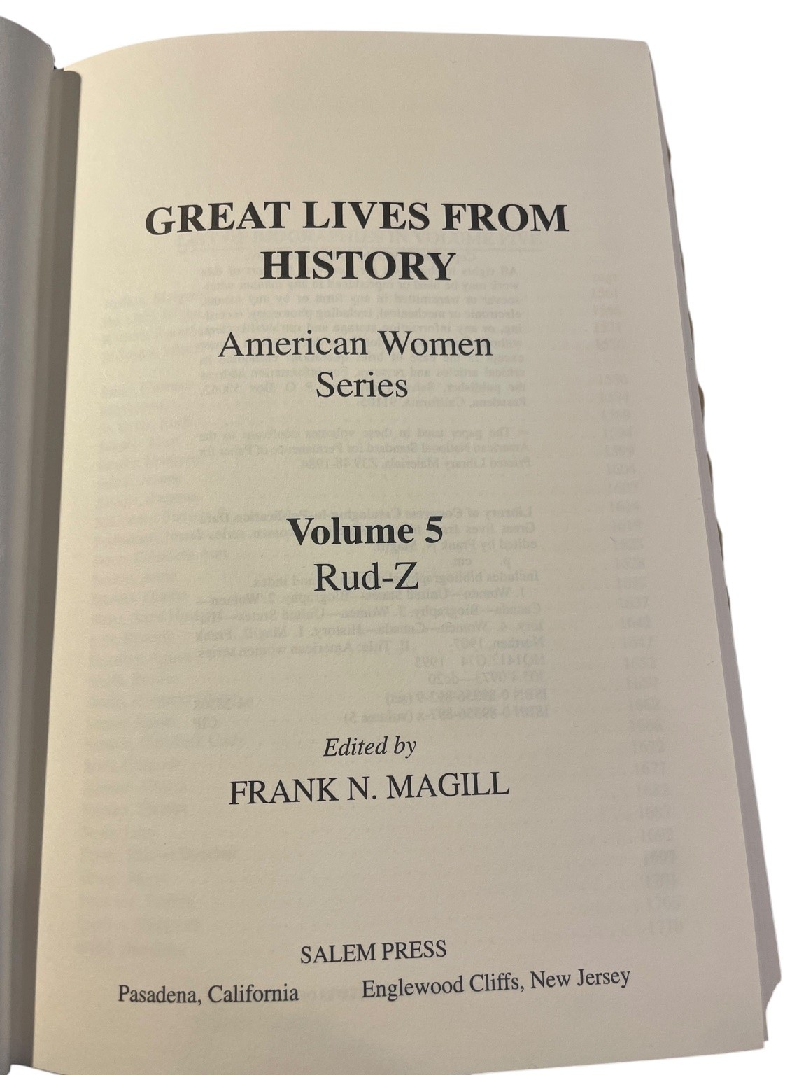 Great Lives from History American Women Series Magill 1995 Salem Press