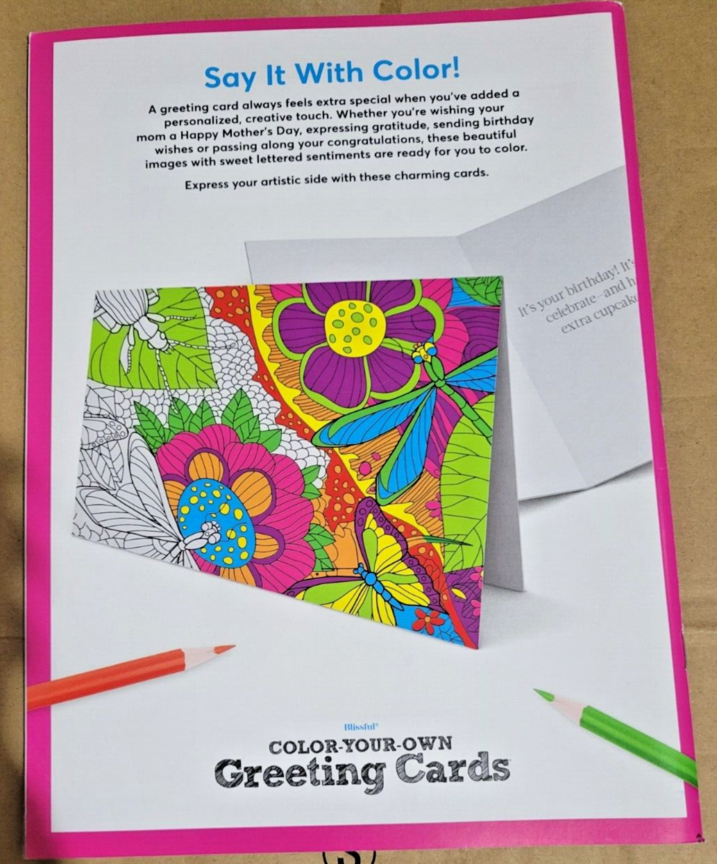 COLOR-YOUR-OWN GREETING CARDS – Mom’s Day-Birthday-Love-Friendships & More